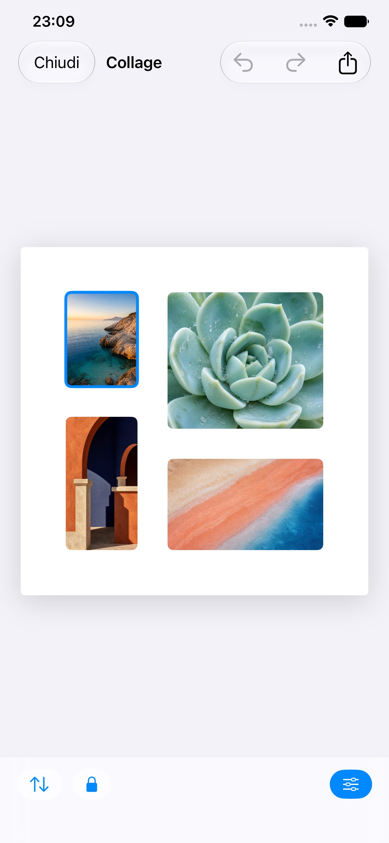 Editor di Mosaico in italiano con una composizione fotografica